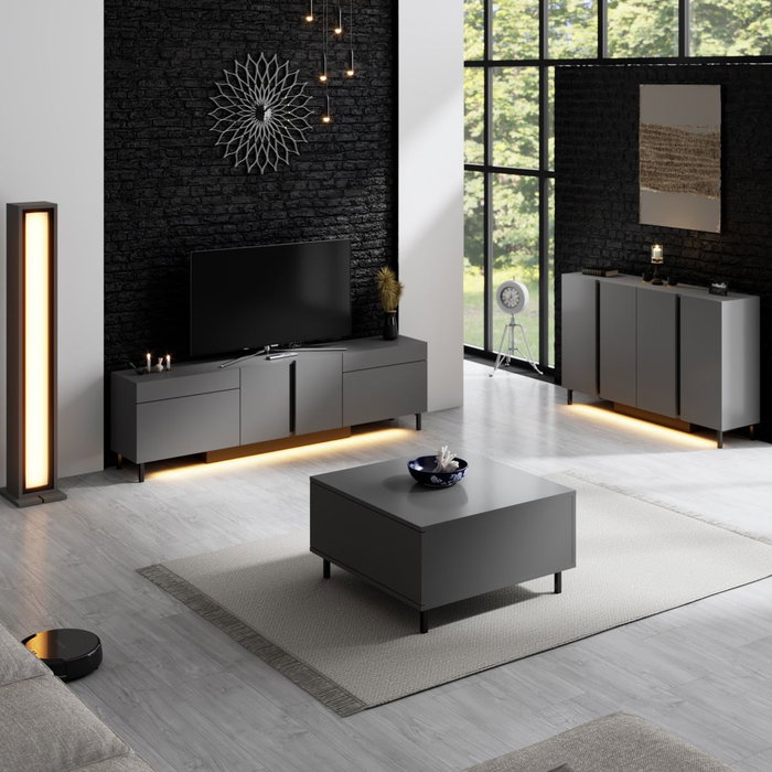 Hanah Home Consola Paris Antracita con Iluminación LED